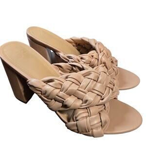 Women's 11 4 Inch High Heel Sandal JF Pink Tan Braided Shoe